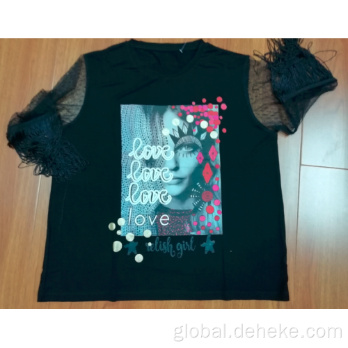 Girl's Knit T Shirt Girl's knitted print t shirt Factory